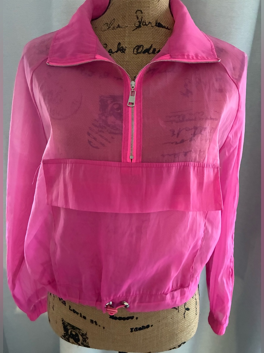 love J Pink Sheer Half-Zip Pullover Windbreaker - Picture 3 of 6